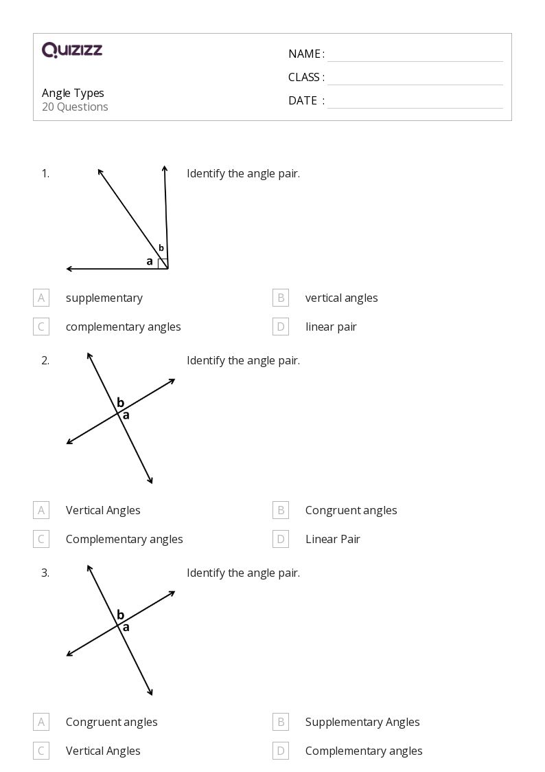 50+ Complementary, Supplementary, Vertical, and Adjacent Angles