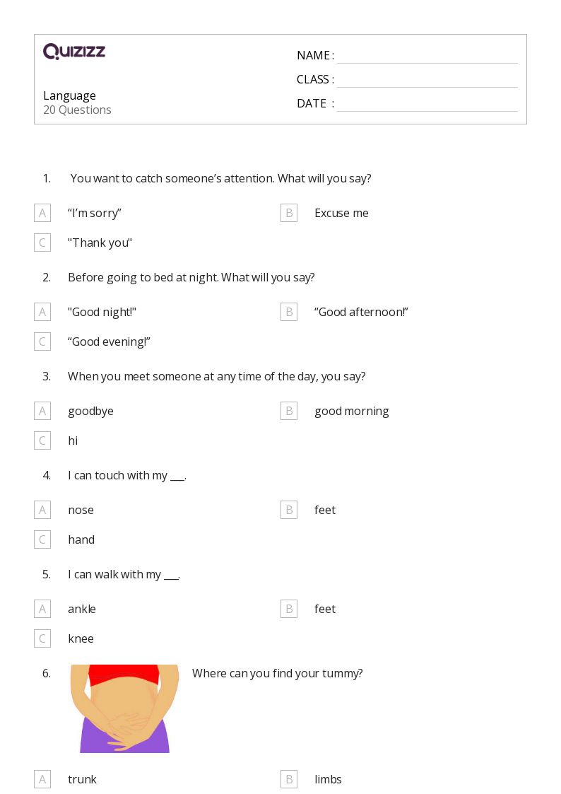 50+ Language worksheets for Kindergarten on Quizizz Free & Printable