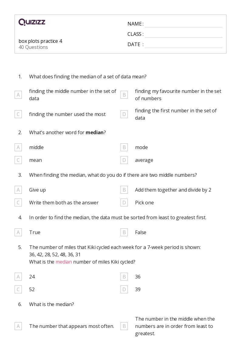 50+ Box Plots worksheets on Quizizz Free & Printable