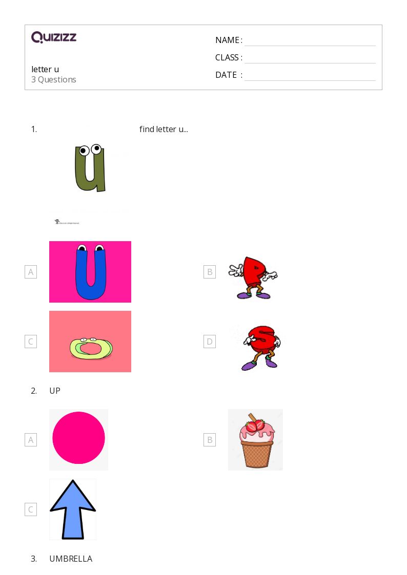 50+ The Letter U worksheets for Kindergarten on Quizizz Free & Printable