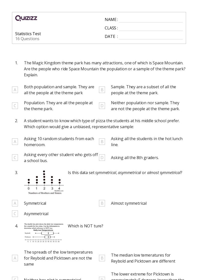 50+ Statistics worksheets for 7th Grade on Quizizz | Free & Printable
