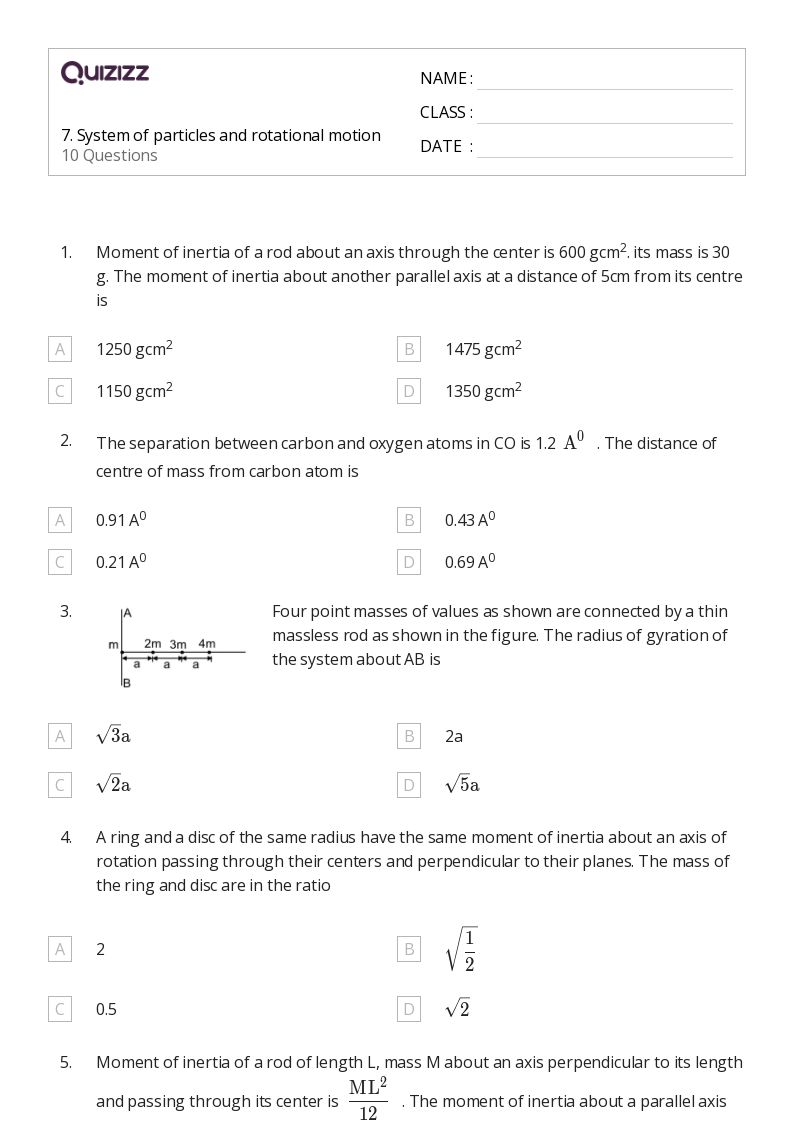 50+ torque and angular momentum worksheets on Quizizz Free & Printable