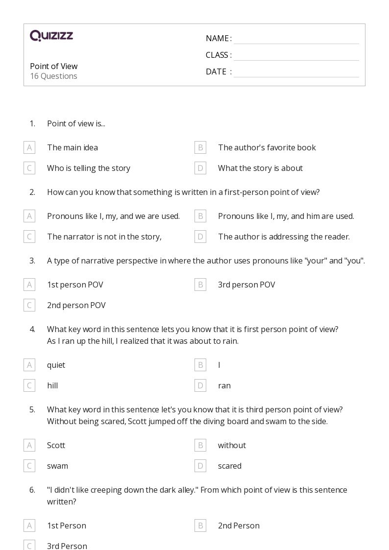 50+ Analyzing Point of View worksheets for 4th Grade on Quizizz Free & Printable