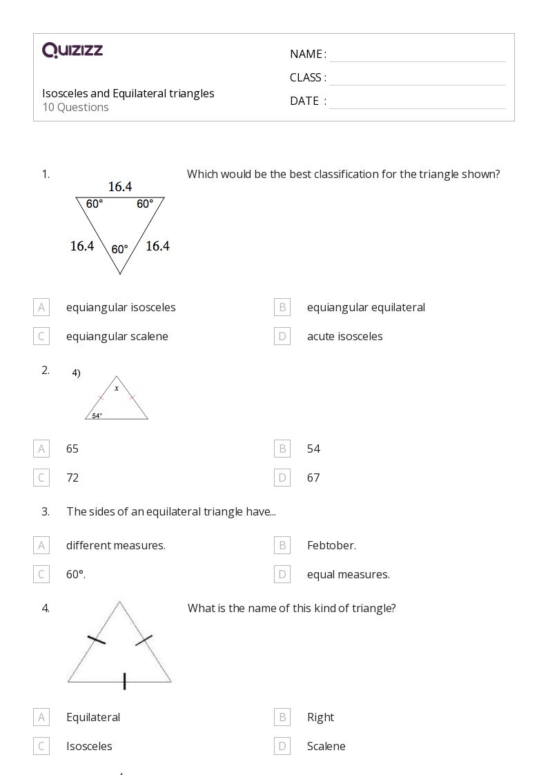 50+ congruency in isosceles and equilateral triangles worksheets for 10th Class on Quizizz