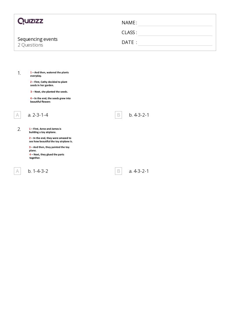 50+ Sequencing Events worksheets for 1st Grade on Quizizz Free & Printable