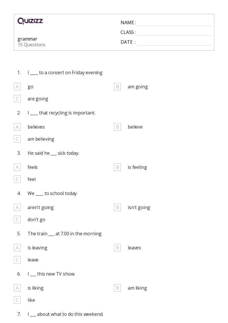 50+ Grammar worksheets for 1st Grade on Quizizz Free & Printable