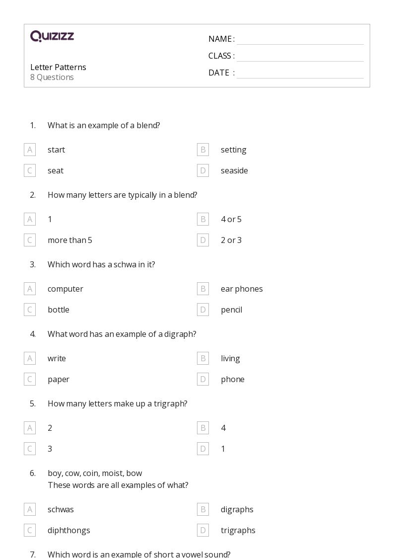 50+ Word Patterns worksheets for 3rd Grade on Quizizz Free & Printable