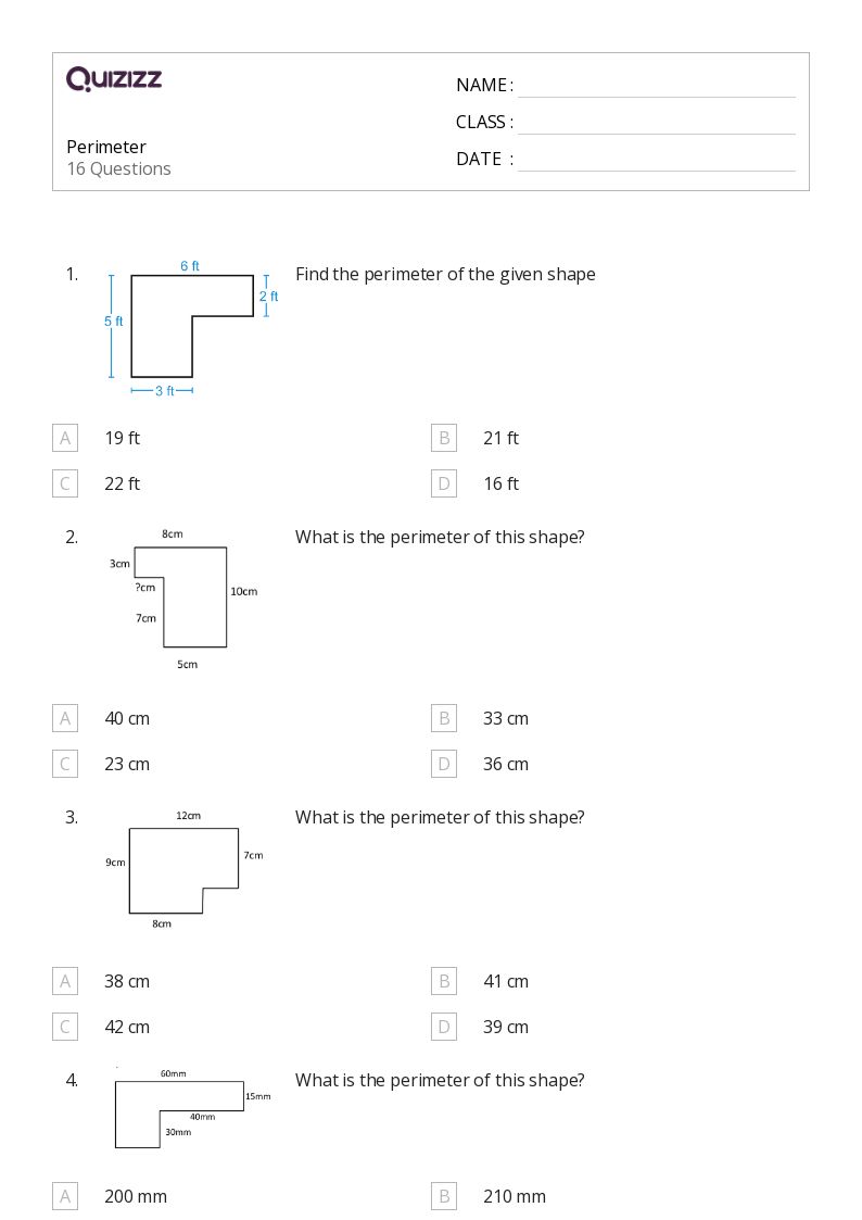 50+ Perimeter worksheets for 5th Class on Quizizz Free & Printable