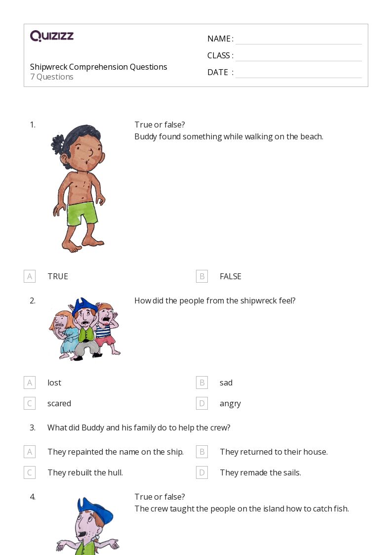 50+ Comprehension Questions worksheets for 2nd Class on Quizizz Free