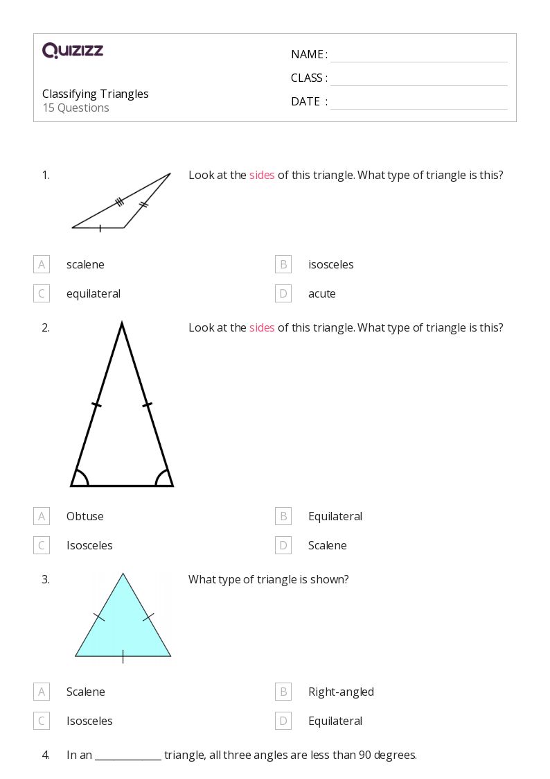 50+ Classifying Triangles worksheets for 7th Class on Quizizz Free