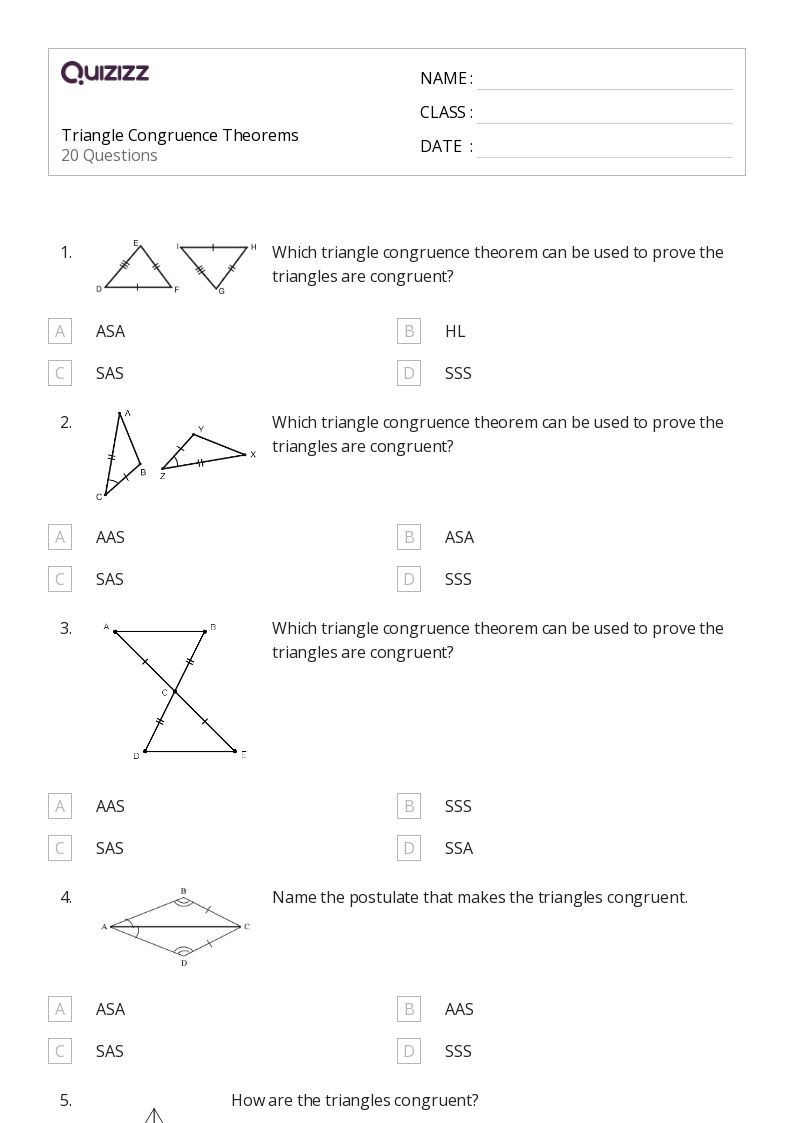 50+ congruence worksheets for 10th Grade on Quizizz Free & Printable