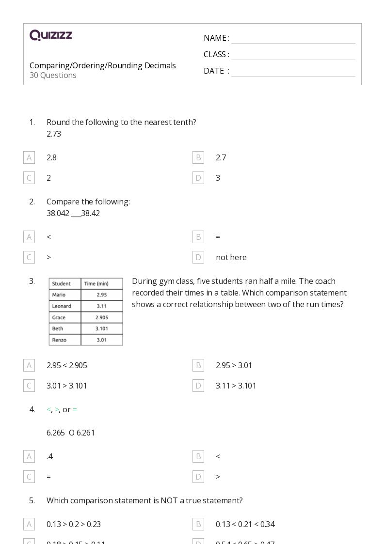 50+ Rounding Decimals worksheets for Kindergarten on Quizizz Free & Printable