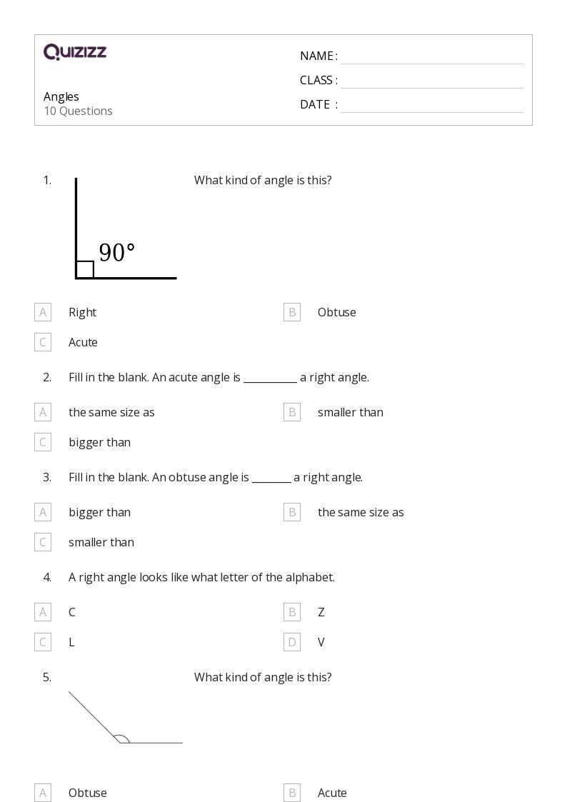 50+ Angles worksheets for 3rd Grade on Quizizz Free & Printable