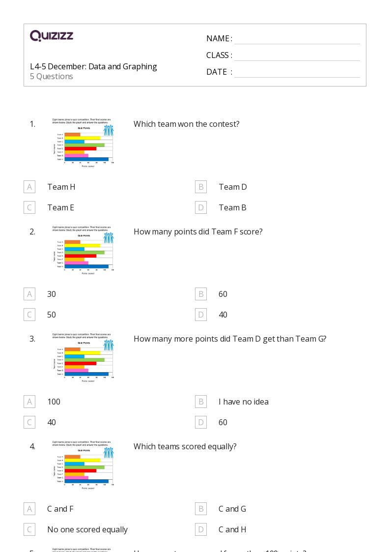 50+ Data and Graphing worksheets for 4th Year on Quizizz Free & Printable