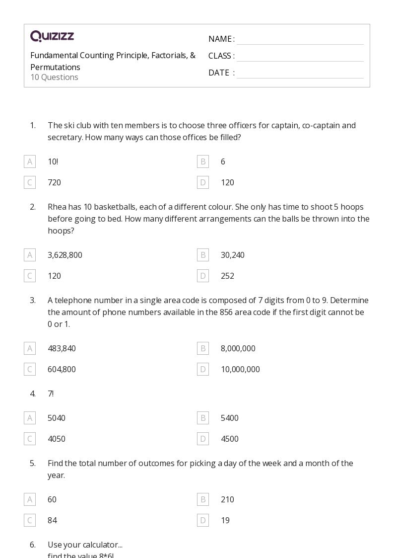50+ factorials worksheets on Quizizz Free & Printable