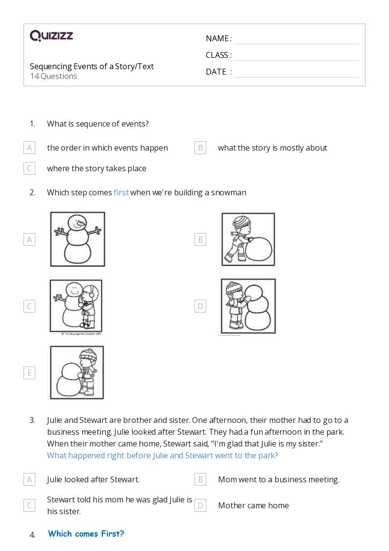 50+ Sequencing Events worksheets for 2nd Grade on Quizizz Free