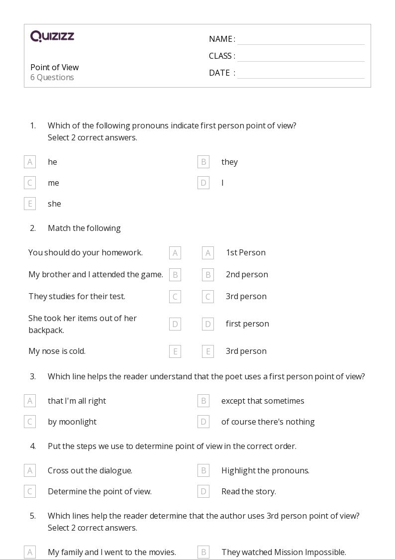 50+ Analyzing Point of View worksheets for Grade 4 on Quizizz Free