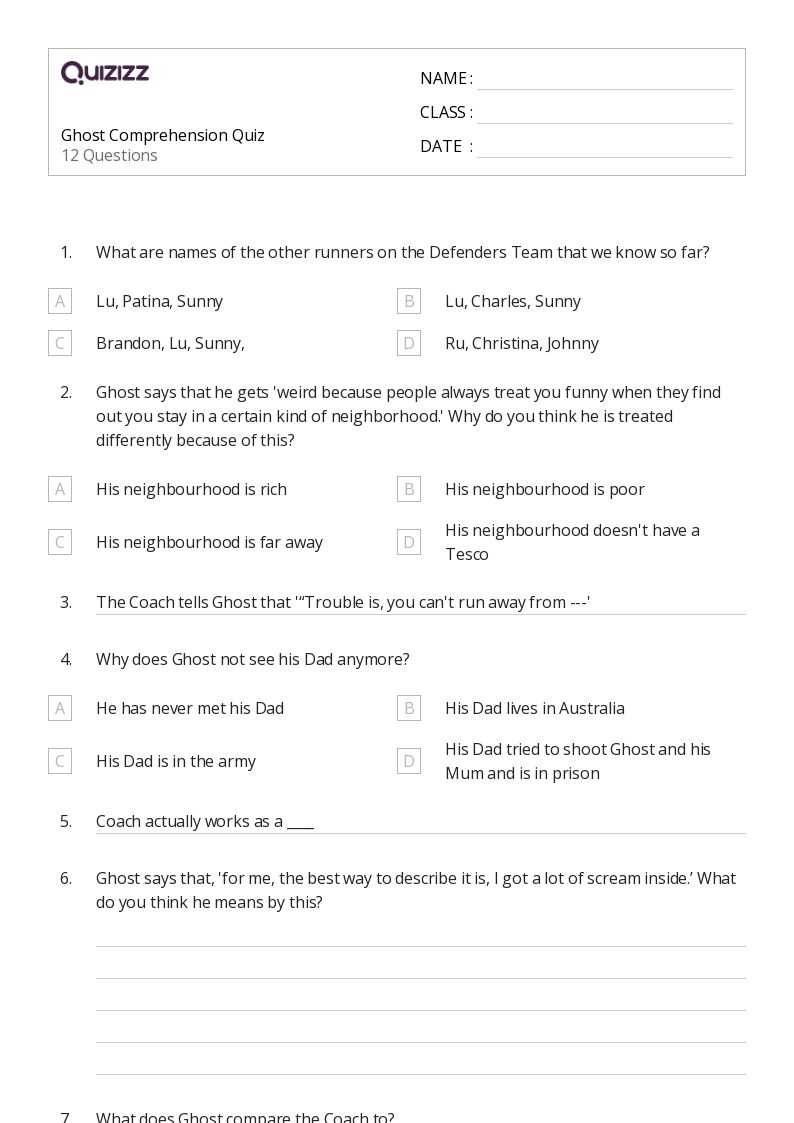 50+ Fiction Comprehension Questions worksheets on Quizizz Free & Printable