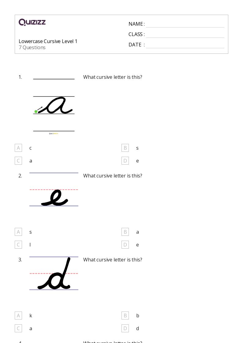 50+ Cursive Practice worksheets for 1st Grade on Quizizz Free & Printable