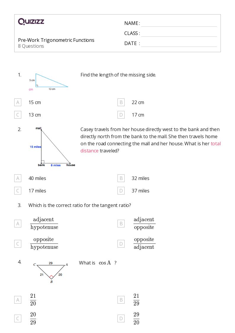 50+ second derivatives of trigonometric functions worksheets for 9th Grade on Quizizz Free