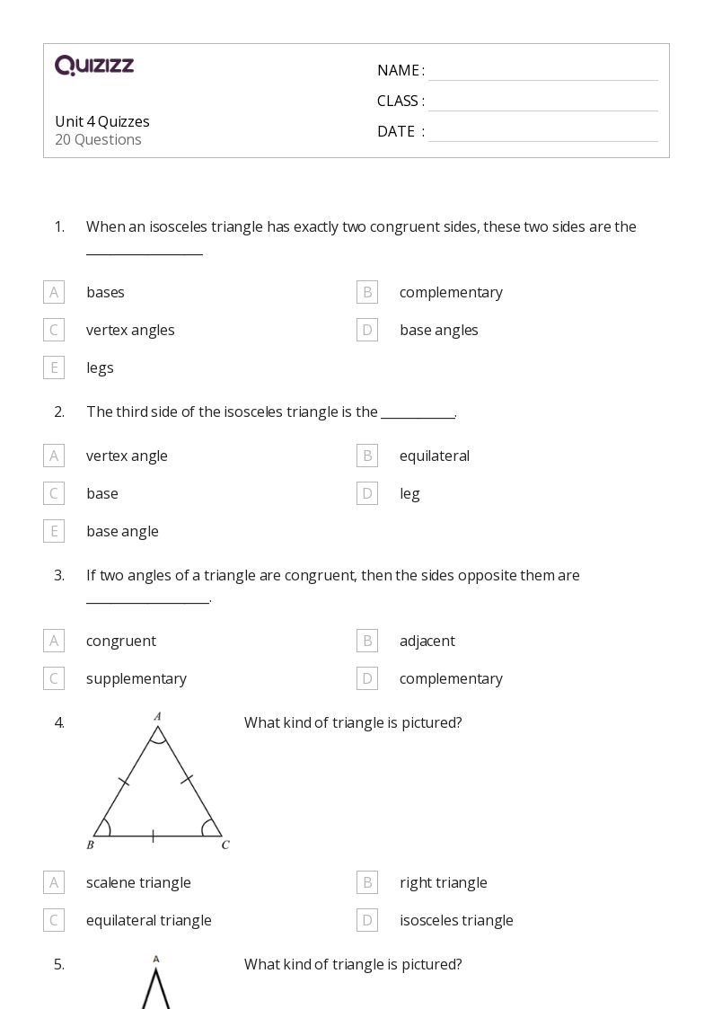 50+ congruency in isosceles and equilateral triangles worksheets for