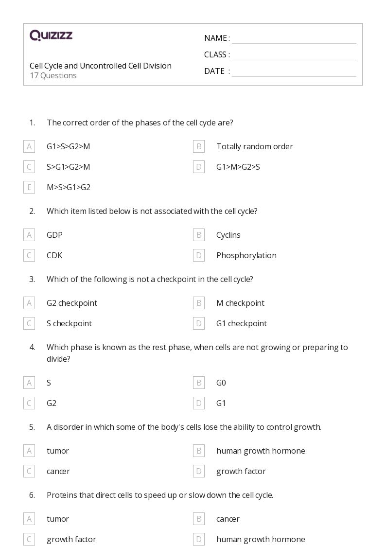 50+ cell division worksheets on Quizizz Free & Printable