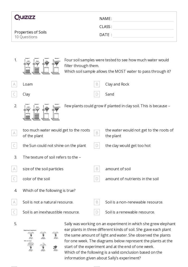 50+ soils worksheets on Quizizz Free & Printable