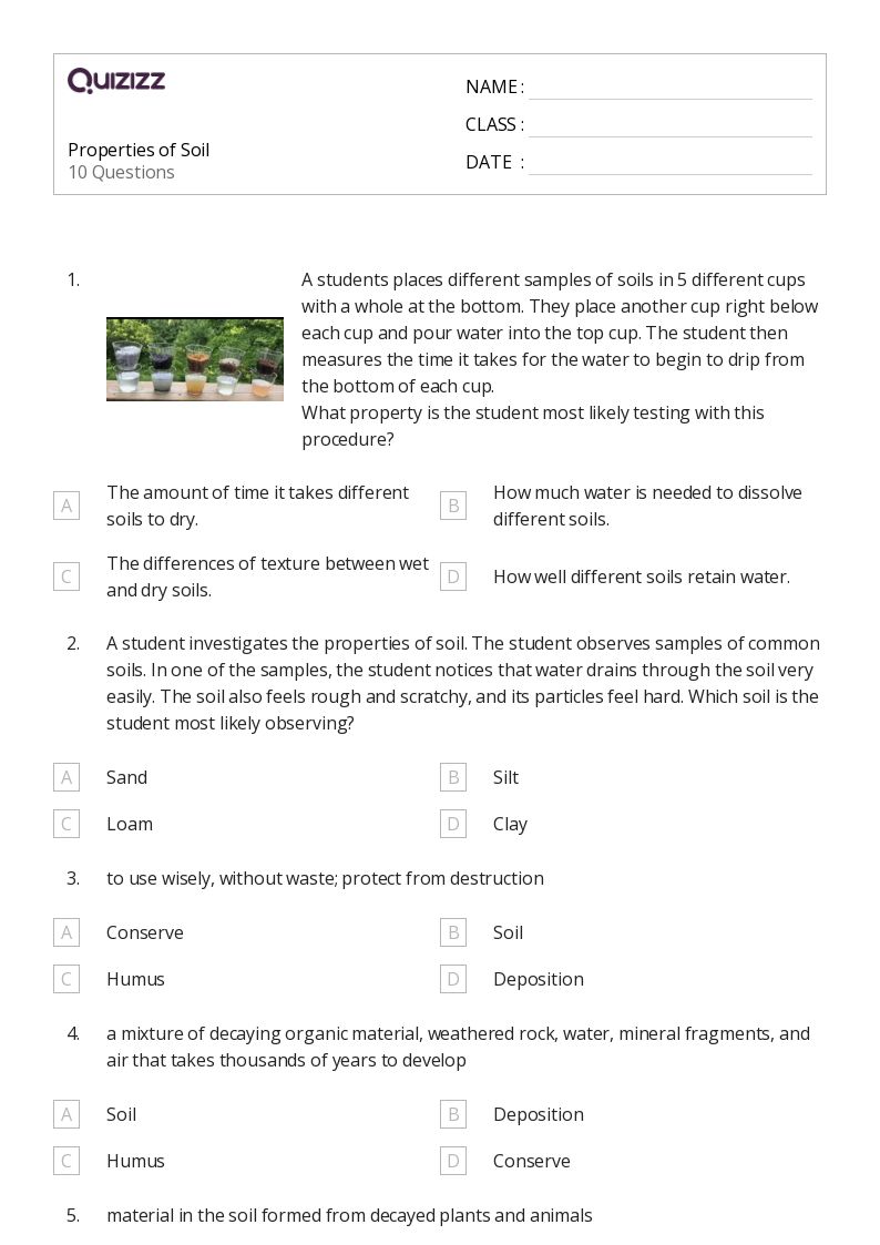 50+ soils worksheets for 5th Class on Quizizz Free & Printable