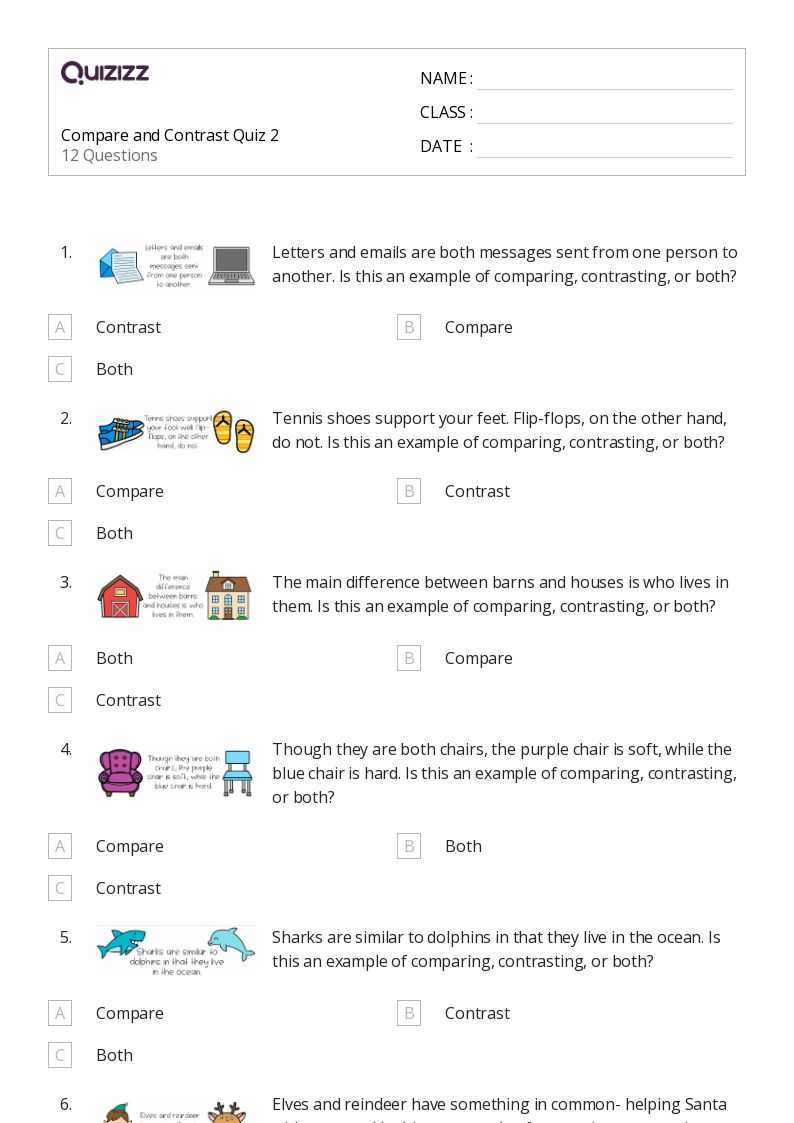 50+ Comparing and Contrasting worksheets for 2nd Grade on Quizizz