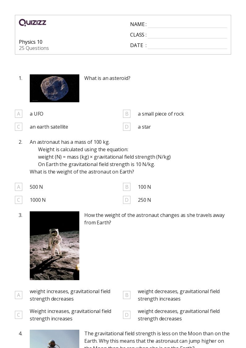 50+ Physics worksheets on Quizizz Free & Printable
