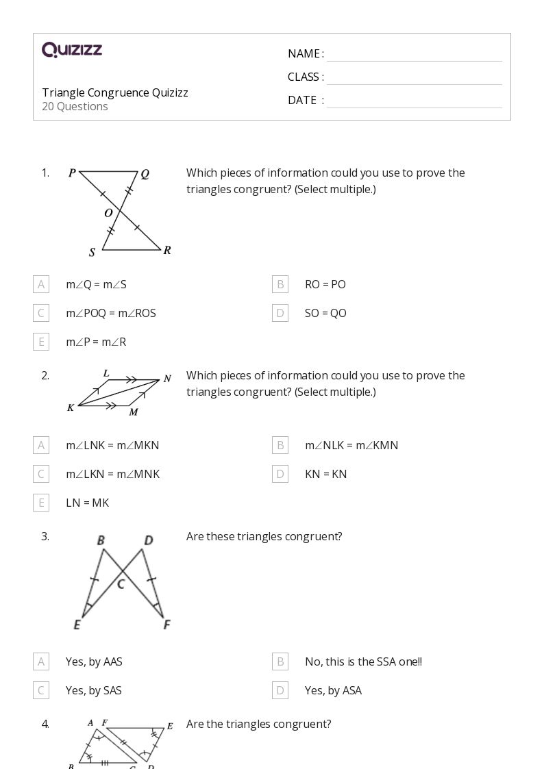 50+ congruence worksheets for 11th Class on Quizizz Free & Printable
