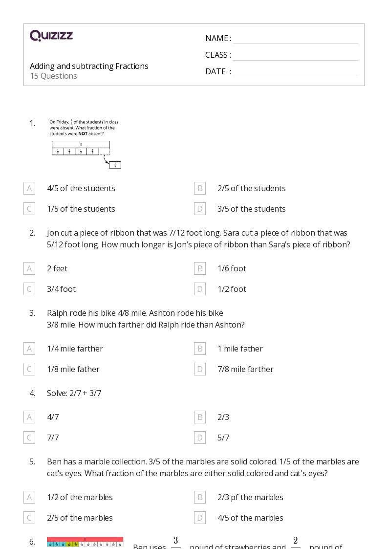 50+ Adding Mixed Numbers worksheets on Quizizz Free & Printable