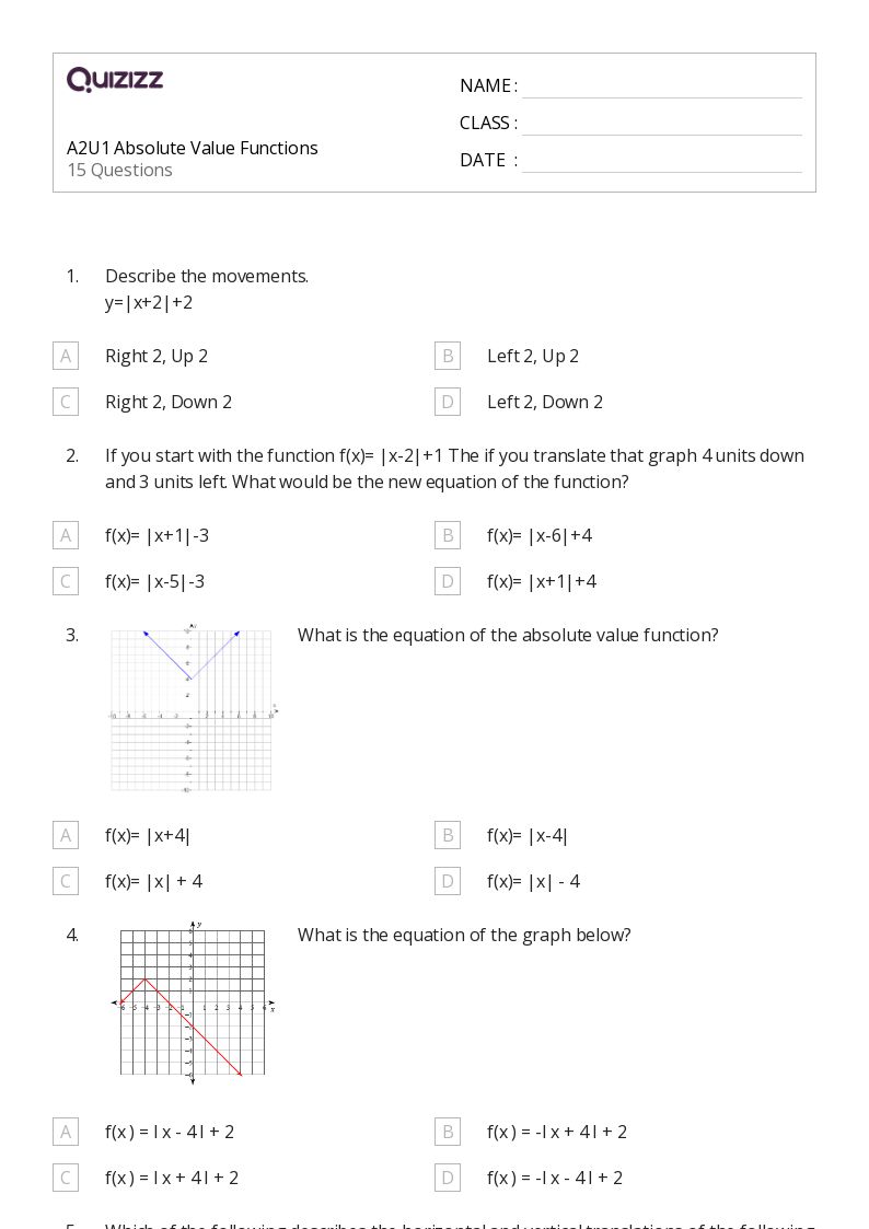 50+ absolute value equations functions and inequalities worksheets on Quizizz Free & Printable
