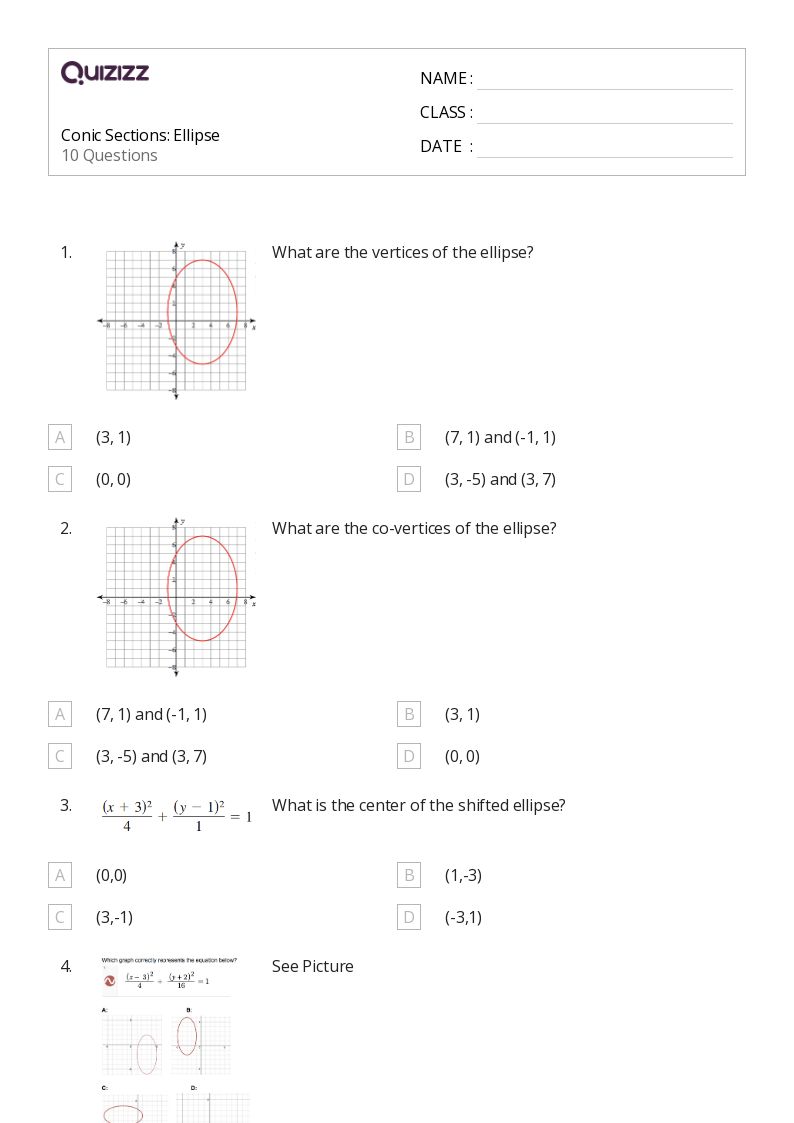 50+ Conic Sections worksheets for 11th Grade on Quizizz Free & Printable
