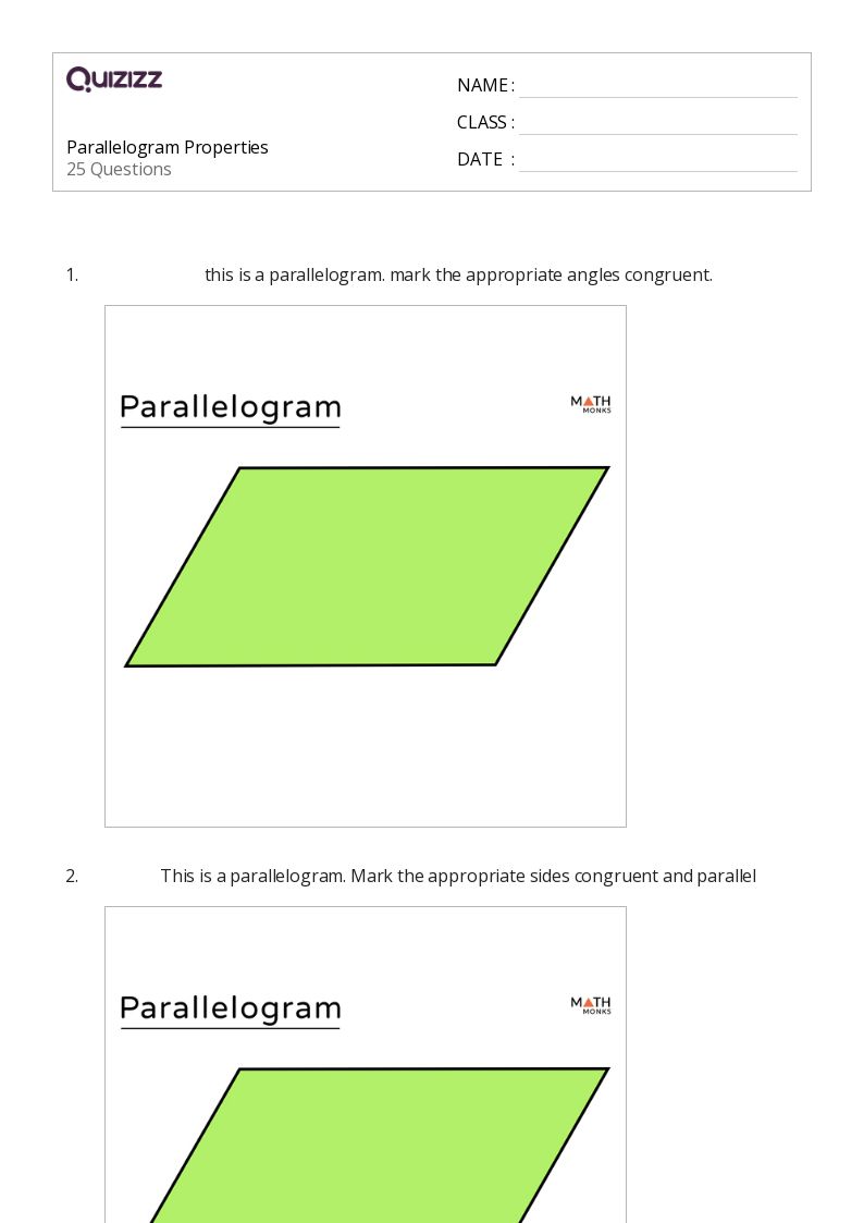 50+ properties of squares and rectangles worksheets for Grade 12 on