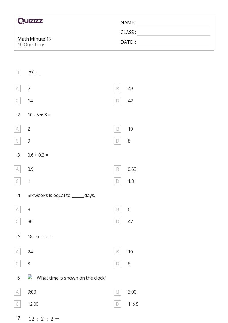 50+ Time to the Minute worksheets for 7th Grade on Quizizz | Free