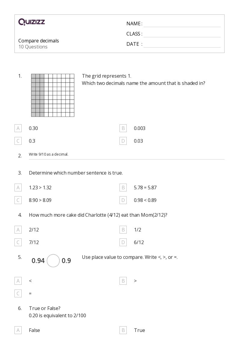 50+ Dividing Decimals worksheets for 1st Grade on Quizizz Free & Printable