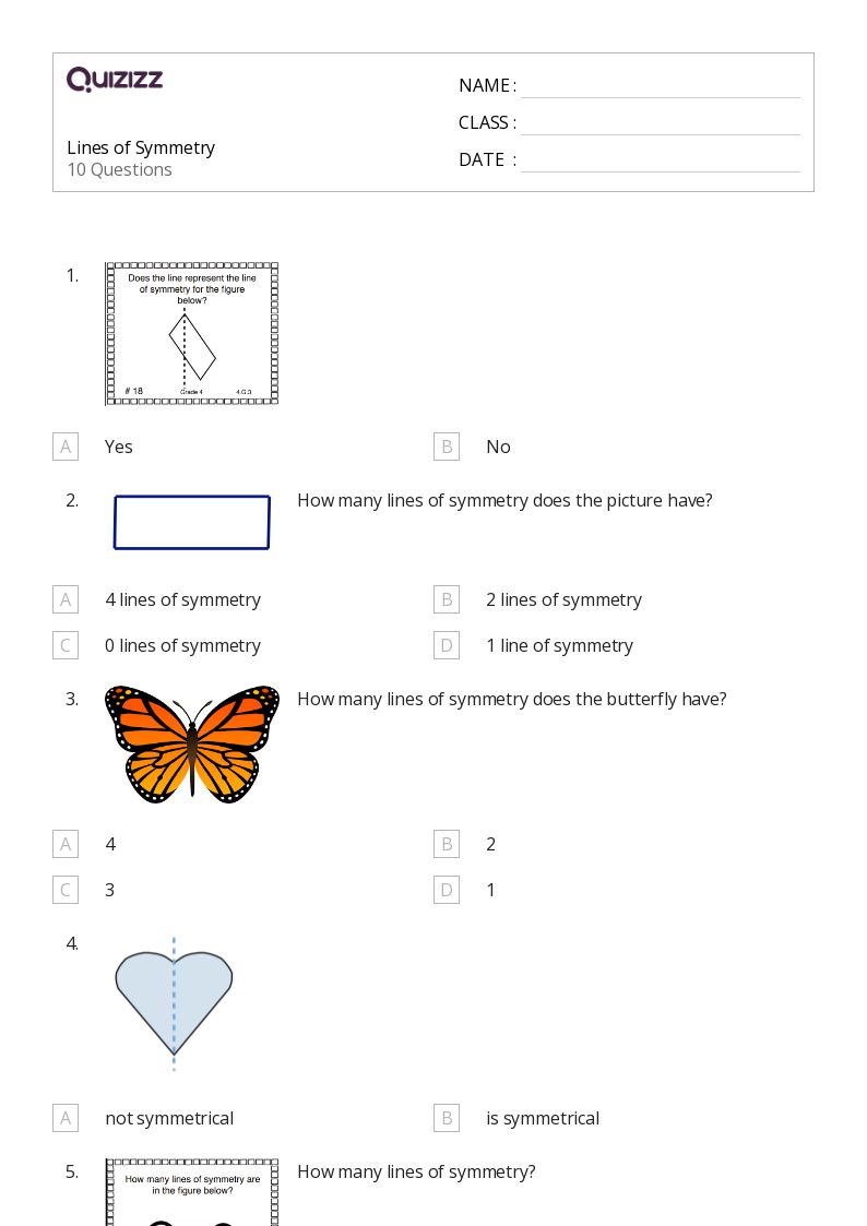 50+ Lines of Symmetry worksheets for 4th Grade on Quizizz Free