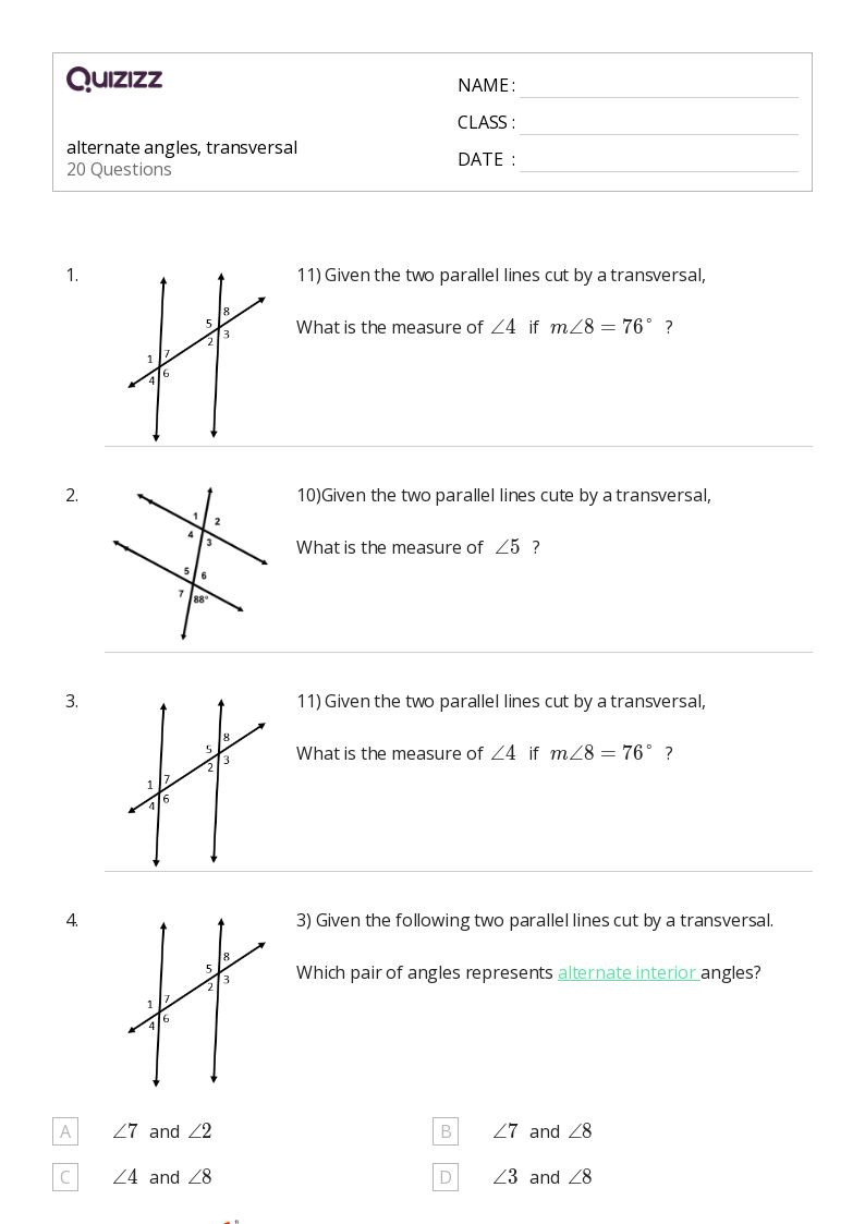 50+ Angles worksheets for 8th Grade on Quizizz Free & Printable