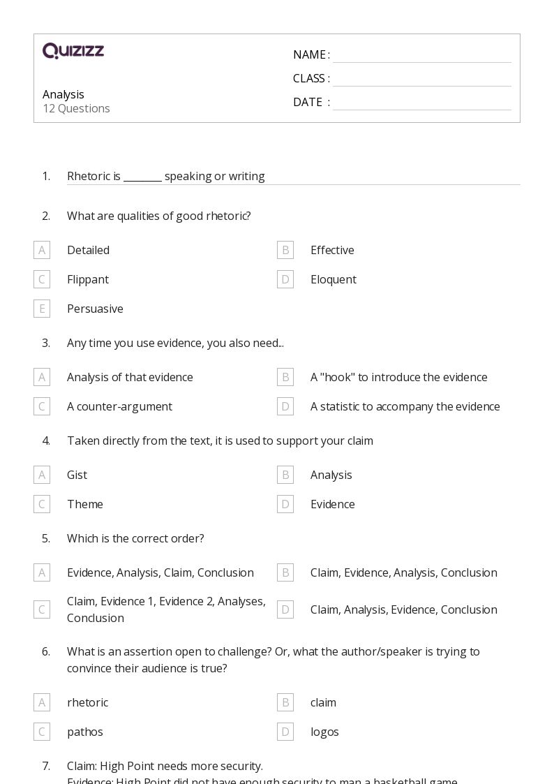 50+ Text Analysis worksheets for 12th Grade on Quizizz Free & Printable