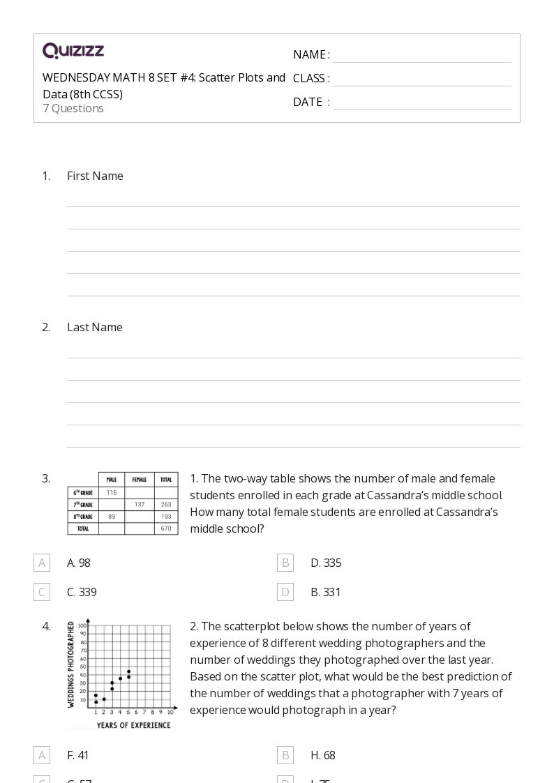 50+ Scatter Plots worksheets for Kindergarten on Quizizz Free & Printable