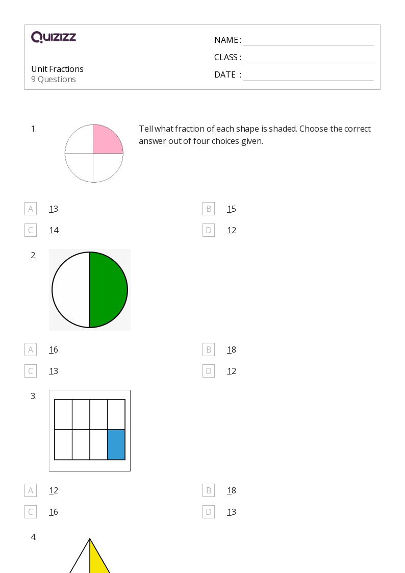 50+ Division with Unit Fractions worksheets for 2nd Year on Quizizz
