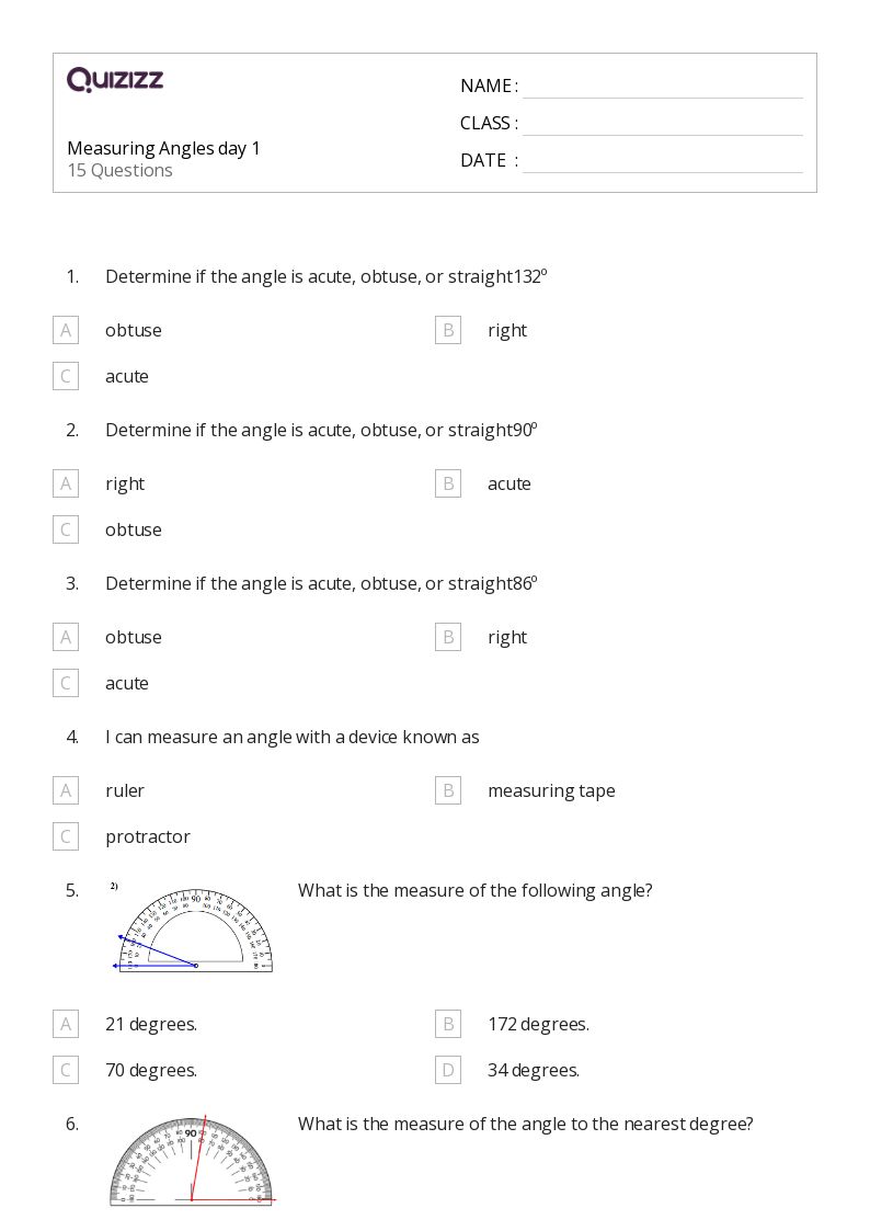 50+ Measuring Angles worksheets for 4th Grade on Quizizz Free & Printable