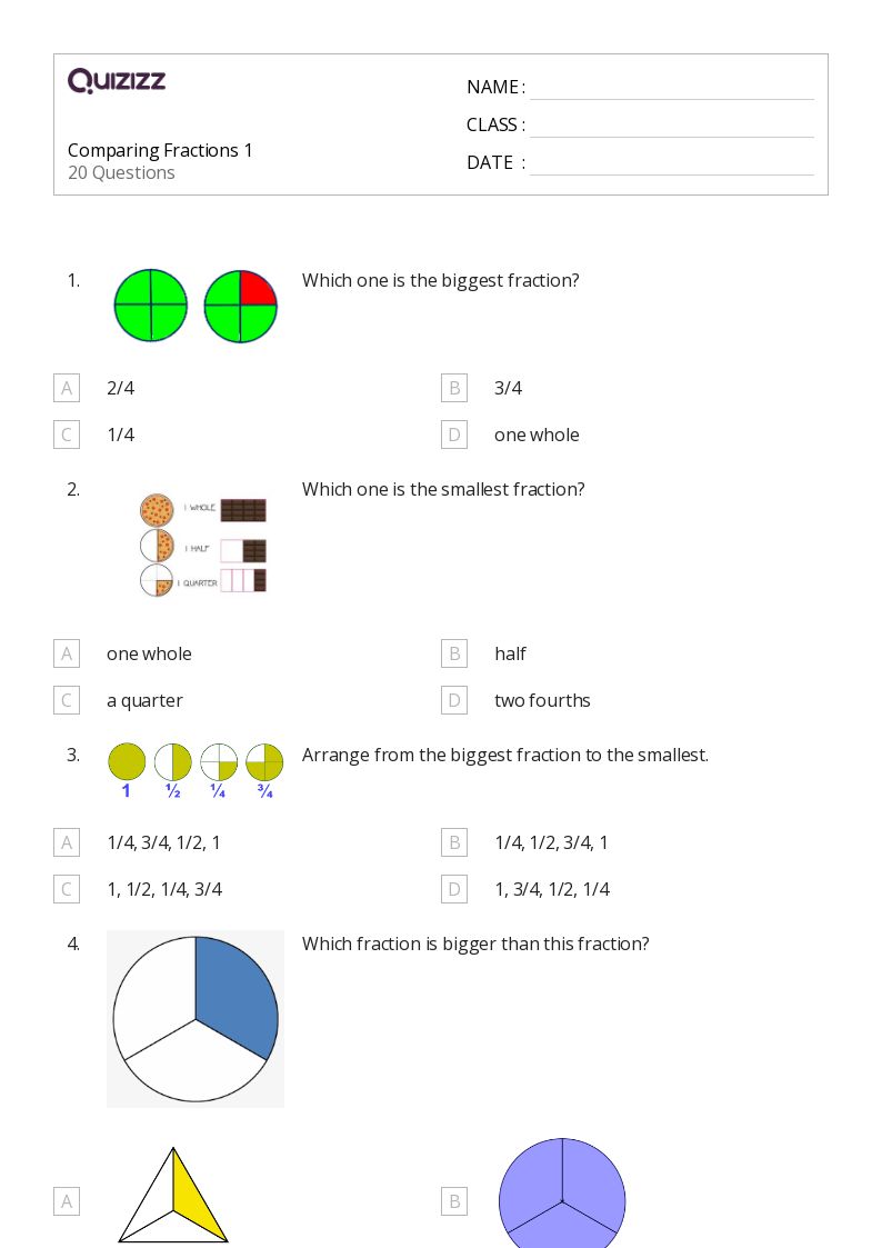 50+ Comparing Fractions worksheets on Quizizz Free & Printable