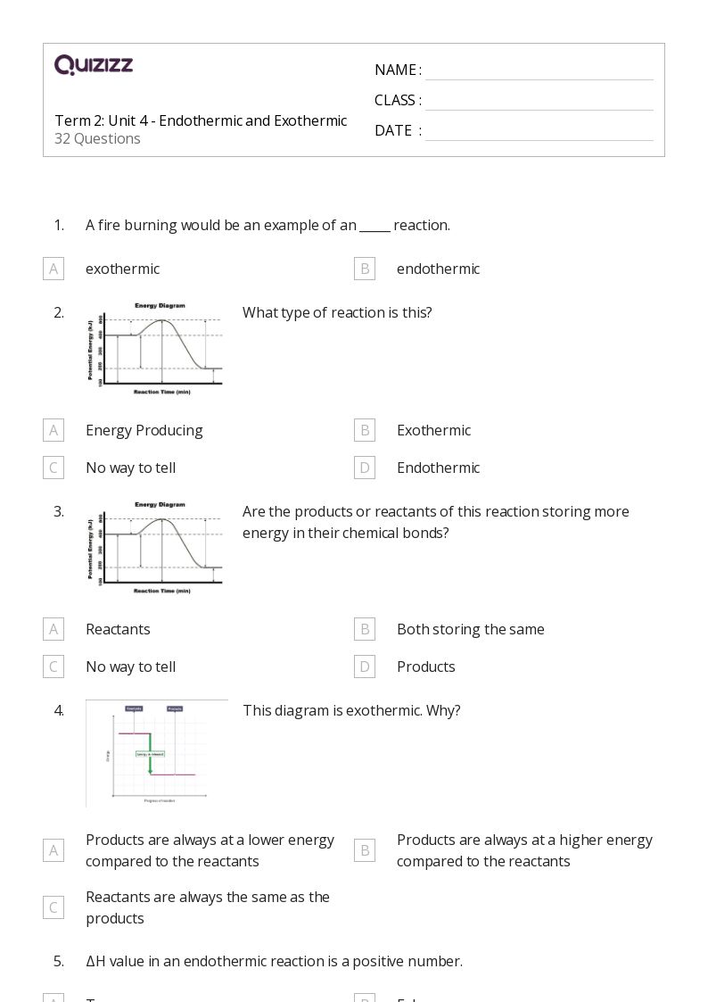 50+ endothermic and exothermic processes worksheets on Quizizz Free & Printable