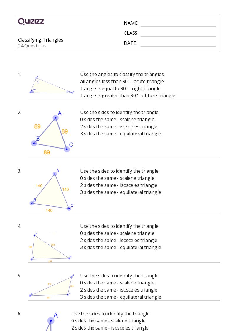 50+ Classifying Triangles worksheets for 3rd Class on Quizizz Free & Printable