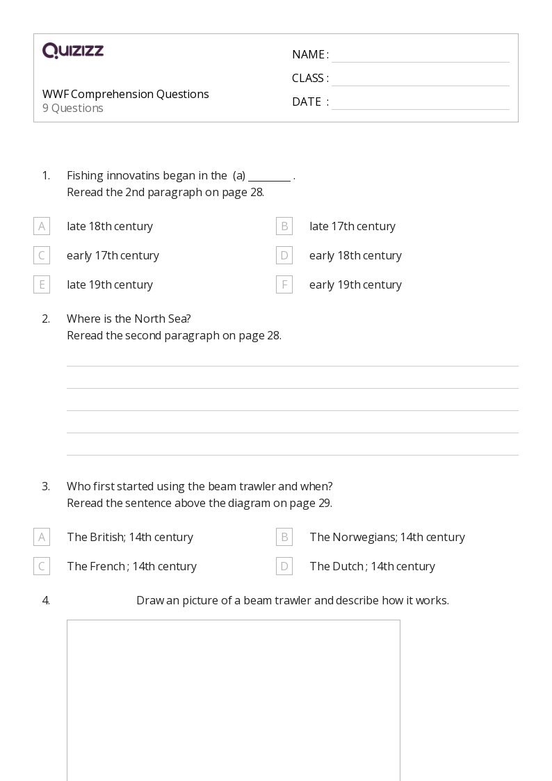 50+ Comprehension Questions worksheets for 6th Grade on Quizizz Free