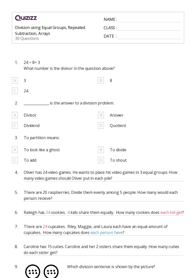 50+ Repeated Subtraction worksheets for 3rd Grade on Quizizz Free & Printable