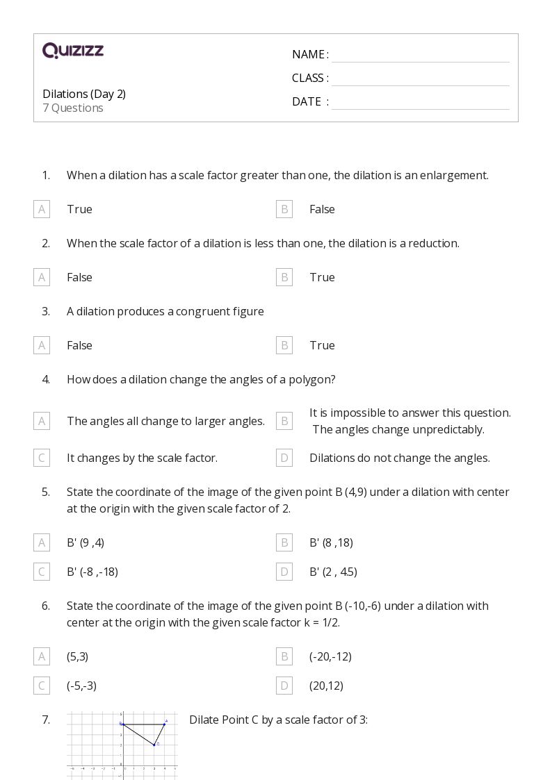50+ Dilations worksheets for 6th Class on Quizizz Free & Printable