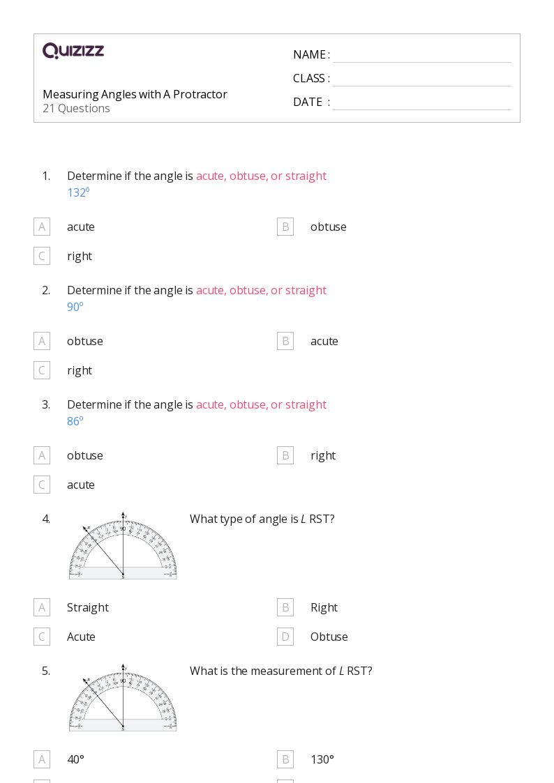 50+ Measuring Angles worksheets for 4th Grade on Quizizz | Free & Printable